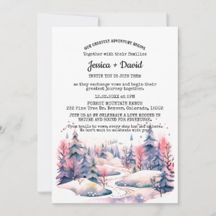 Rustic Winter Forest Trail Snow Outdoor Wedding Invitation