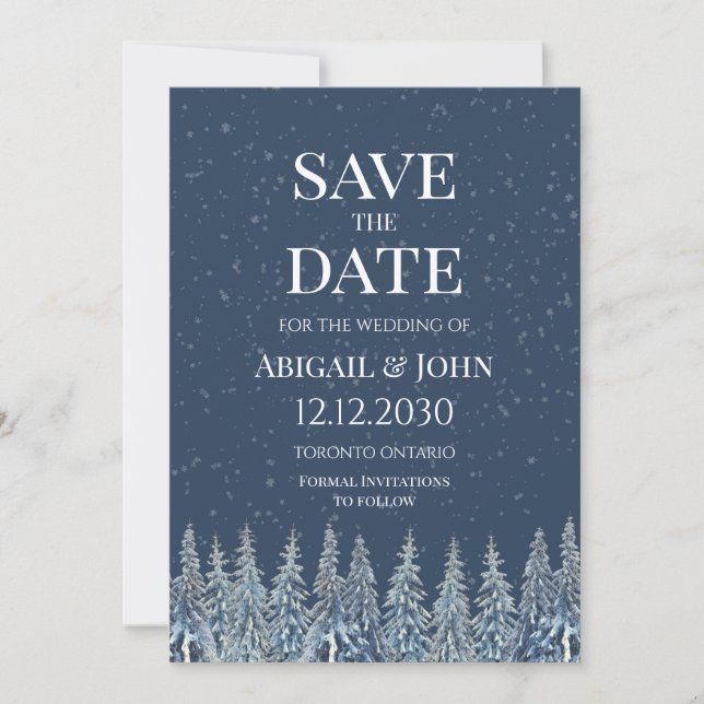 Rustic Winter Forest Wedding Save the Date Card (Devant)