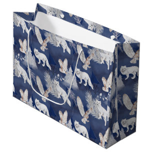  Rustic Winter Fox & Owl Christmas Gift   Large Gift Bag
