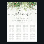 Rustic Winter Greenery Berries Pine Cone Wedding Poster<br><div class="desc">Guide your guests to their seats in whimsical winter style with this elegant holiday seating chart sign. This festive sign features a charming design of pine branches and red berries, creating a warm and inviting atmosphere for your winter wedding. The easy-to-read layout ensures your guests can find their designated tables...</div>