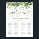 Rustic Winter Greenery Berries Pine Cone Wedding Poster<br><div class="desc">Guide your guests to their seats in whimsical winter style with this elegant holiday seating chart sign. This festive sign features a charming design of pine branches and red berries, creating a warm and inviting atmosphere for your winter wedding. The easy-to-read layout ensures your guests can find their designated tables...</div>