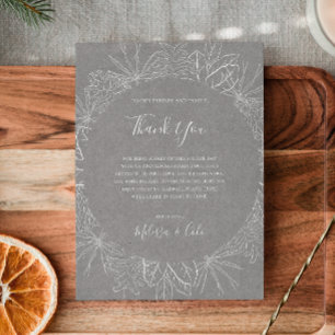 Rustic Winter   Grey Thank You Reception Card