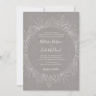 Rustic Winter Grey Wedding Invitation