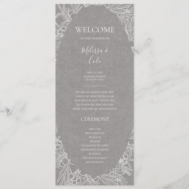 Rustic Winter | Grey Wedding Program (Front)
