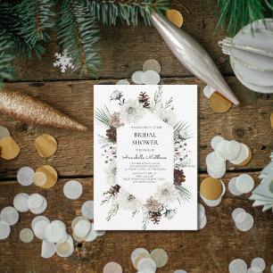 Rustic Winter Holiday Bridal Shower Invitation