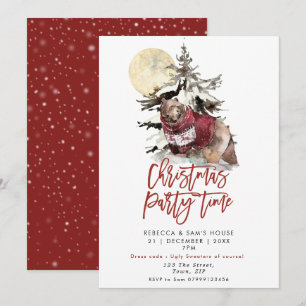 rustic winter holiday Christmas party invitation