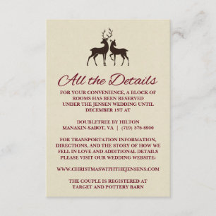 Rustic Winter Holiday Pine Wedding Detail Card