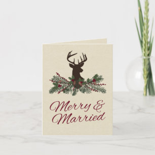 Rustic Winter Holiday Pine Wedding Thank You Card