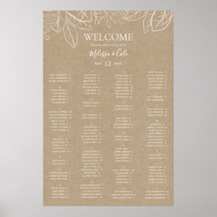 Rustic Winter Kraft Alphabetical Seating Chart
