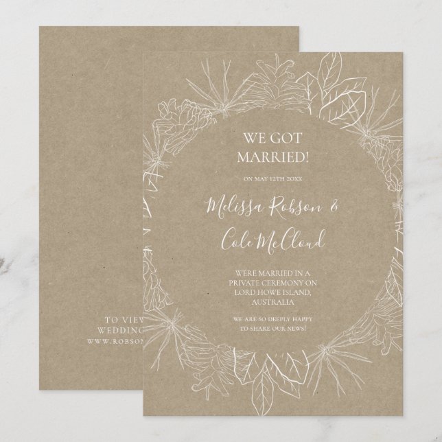 Rustic Winter | Kraft Elopement Announcement (Front/Back)
