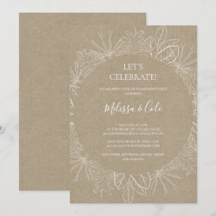 Rustic Winter Kraft Let's Celebrate Invitation