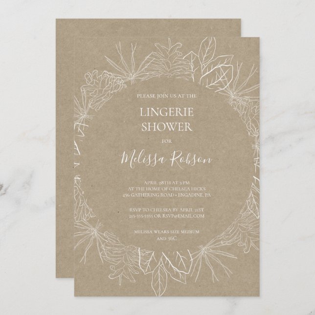 Rustic Winter | Kraft Lingerie Shower Invitation (Front/Back)