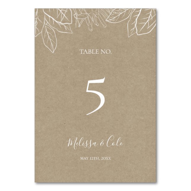 Rustic Winter | Kraft Table Number (Front)