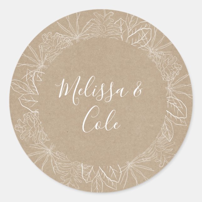 Rustic Winter | Kraft Wedding Envelope Seals (Front)