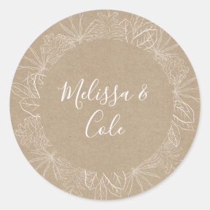 Rustic Winter Kraft Wedding Envelope Seals