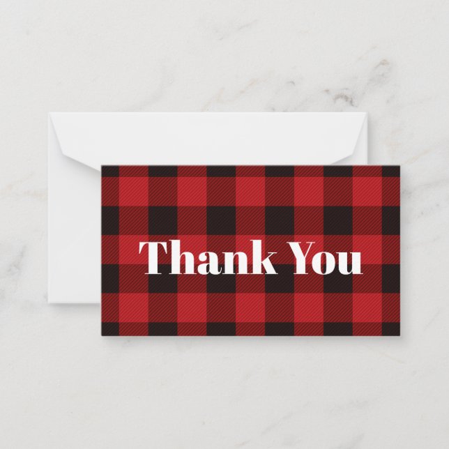 rustic winter lumberjack red buffalo plaid party card (Front)