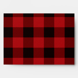 rustic winter lumberjack red buffalo plaid party envelope
