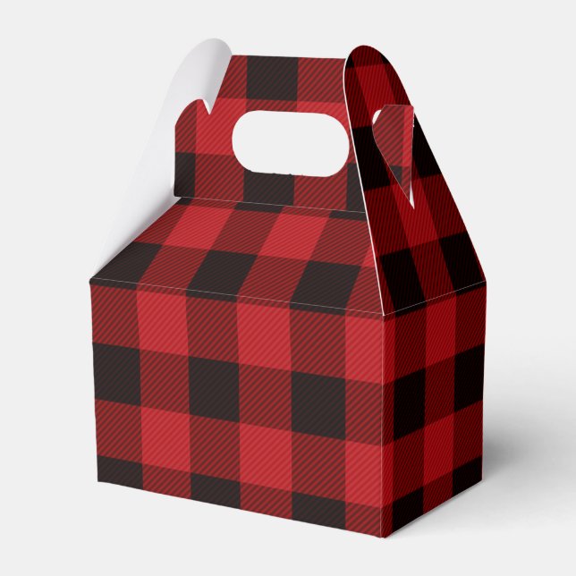 rustic winter lumberjack red buffalo plaid party favor box (Front Side)