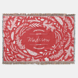 Rustic Winter Monogram Throw Blanket