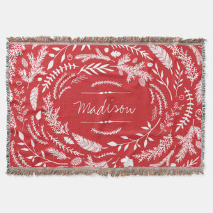 Rustic Winter Monogram Throw Blanket