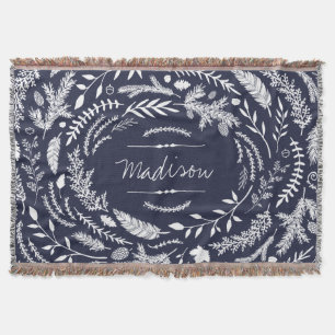 Rustic Winter Monogram Throw Blanket