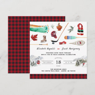 Rustic Winter Mountain Camping Wedding Invitatio Invitation