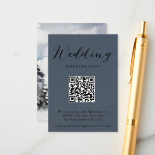 Rustic Winter Mountain QR code Wedding Response Enclosure Card