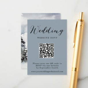 Rustic Winter Mountain QR code Wedding Response Enclosure Card