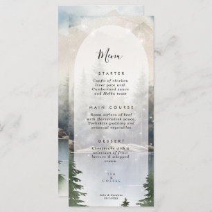 rustic winter mountain wedding menu cards