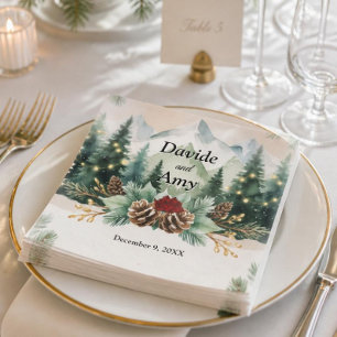 Rustic Winter Mountain Wedding  Pinecones Napkin