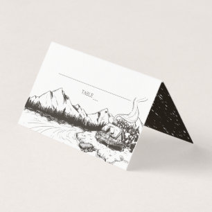 Rustic Winter Mountain Wedding Place Card