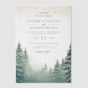 Rustic Winter Mountains Wedding Vellum Invitations