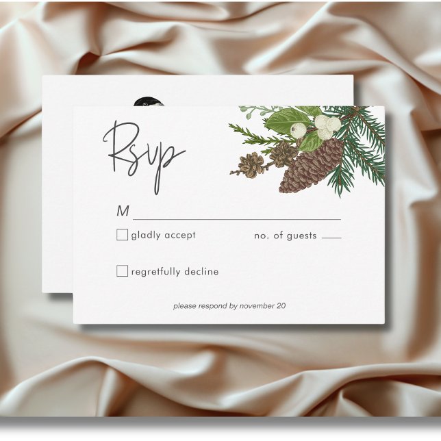 Rustic Winter Nature & Pine RSVP Card (Rustic Winter Nature & Pine RSVP Card)
