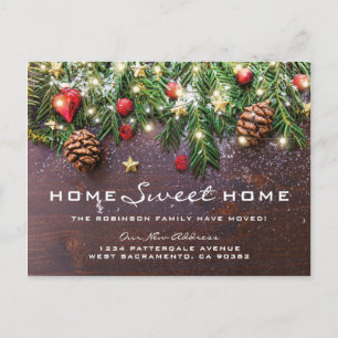 Rustic Winter New Address Moving Announcement Postcard