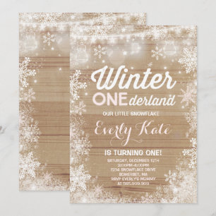 Rustic Winter ONE derland Invitation d'anniversair
