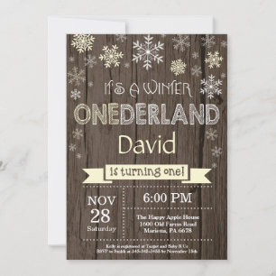 Rustic Winter Onederland 1st Birthday Invitation