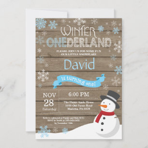 Rustic Winter Onederland 1st Birthday Invitation