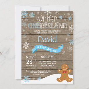 Rustic Winter Onederland 1st Birthday Invitation