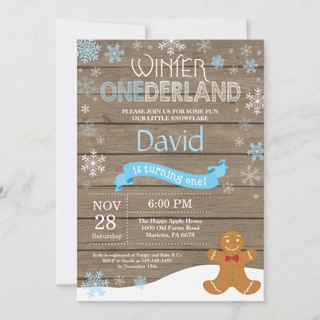 Rustic Winter Onederland 1st Birthday Invitation (Front)