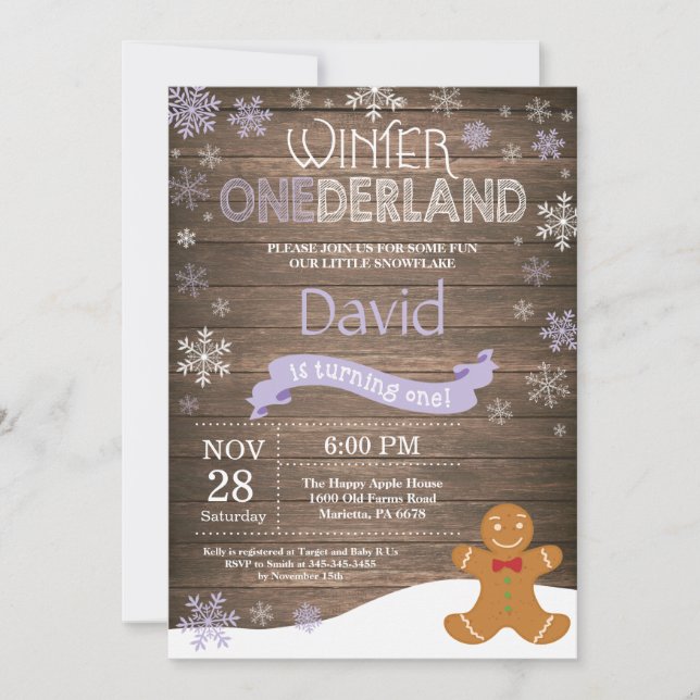 Rustic Winter Onederland 1st Birthday Invitation (Front)