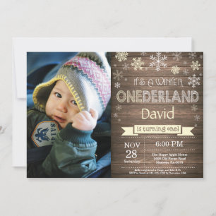 Rustic Winter Onederland 1st Birthday Invitation