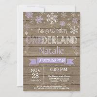 Rustic Winter Onederland 1st Birthday Invitation
