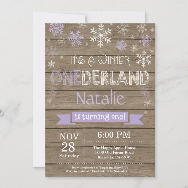 Rustic Winter Onederland 1st Birthday Invitation (Front)