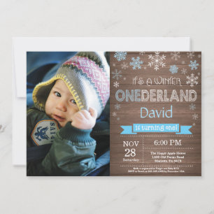 Rustic Winter Onederland 1st Birthday Invitation