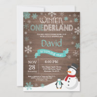Rustic Winter Onederland 1st Birthday Invitation
