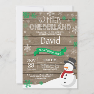 Rustic Winter Onederland 1st Birthday Invitation