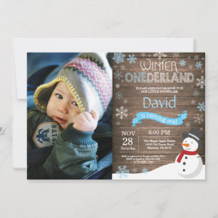 Rustic Winter Onederland 1st Birthday Invitation