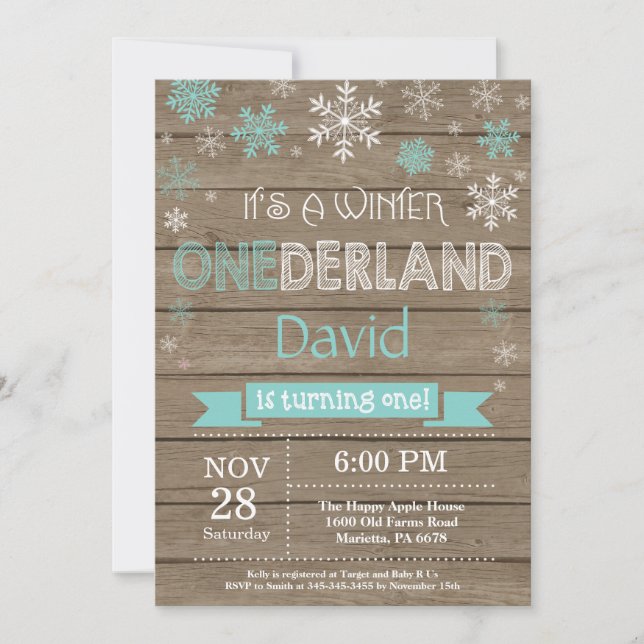 Rustic Winter Onederland 1st Birthday Invitation (Front)