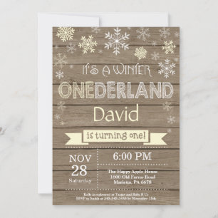 Rustic Winter Onederland 1st Birthday Invitation