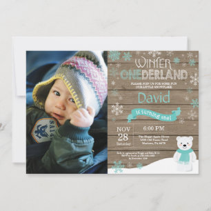 Rustic Winter Onederland 1st Birthday Invitation